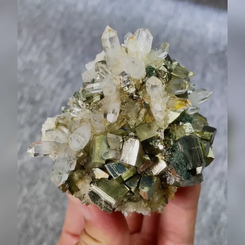 Natural Pyrite and Clear Quartz Cluster Symbiosis comes from Fujian,China 70*65*45MM - image 6