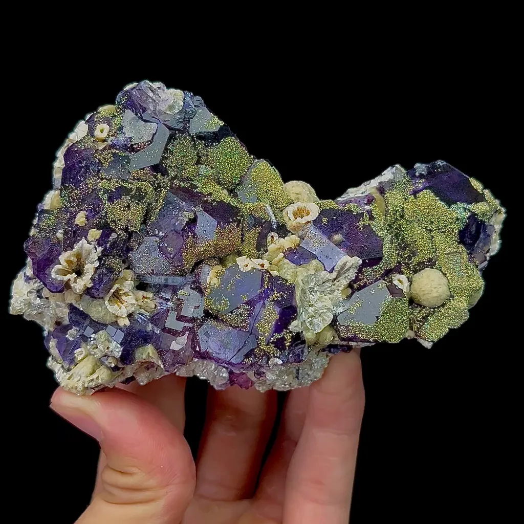 Natural Pyrite and Purple Fluorite Mineral Specimen,High Quality Specimen,INNER MONGOLIA,CHINA(120*75*42mm) image