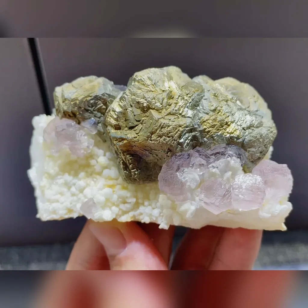 Natural Pyrite and Purple Fluorite Symbiosis comes from Daye, Hubei 85*45*45MM image