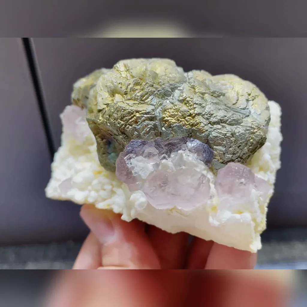 Natural Pyrite and Purple Fluorite Symbiosis comes from Daye, Hubei 85*45*45MM - image 2