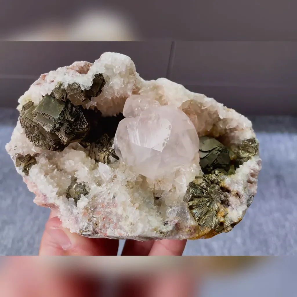 Natural Pyrite and Quartz and Calcite Symbiosis comes from Daye,Hubei 120*80*55MM - image 4