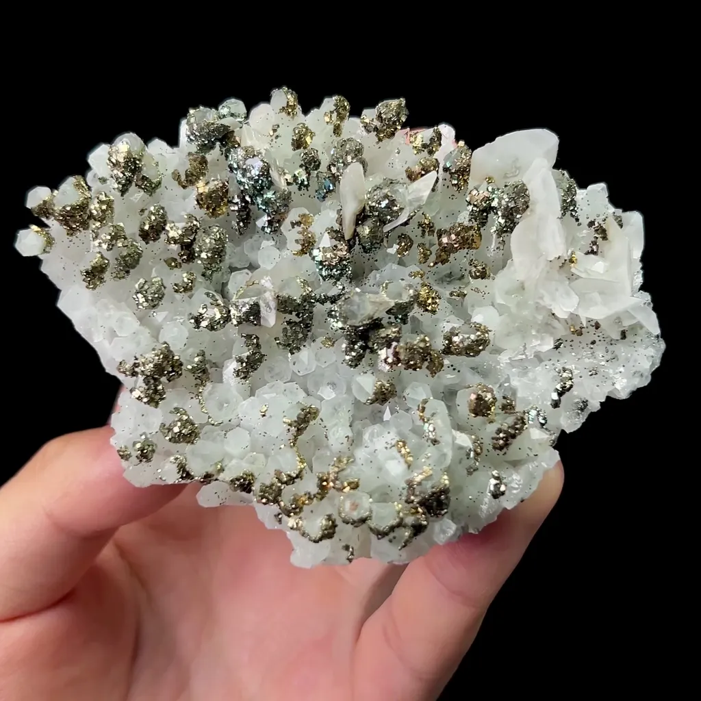 Natural Pyrite Quartz Cluster and Calcite Mineral Specimen,High Quality Specimen,FUJIAN,CHINA(95*70*25mm) image