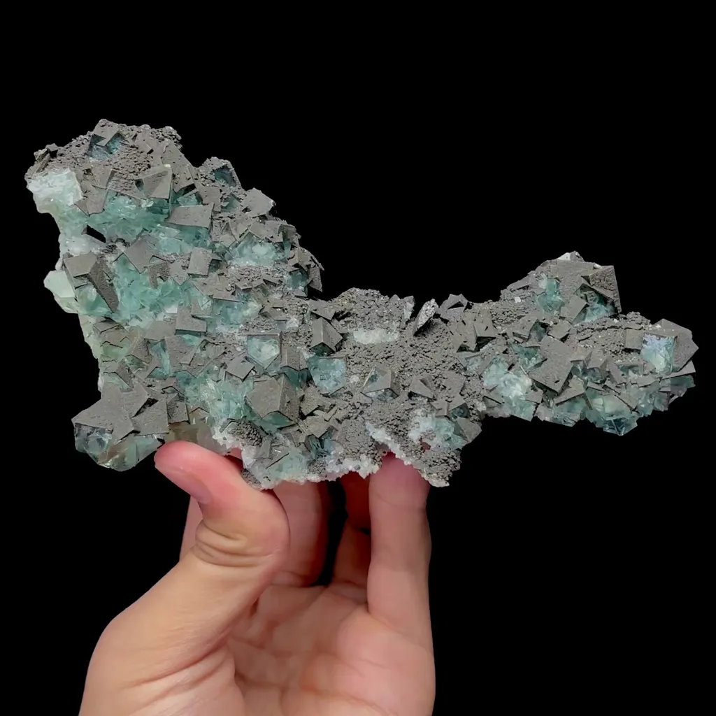 Natural Pyrolusite and Green Fluorite Mineral Specimen,High Quality Specimen,YAO GANG XIAN,HUNAN,CHINA(145*95*60mm) image