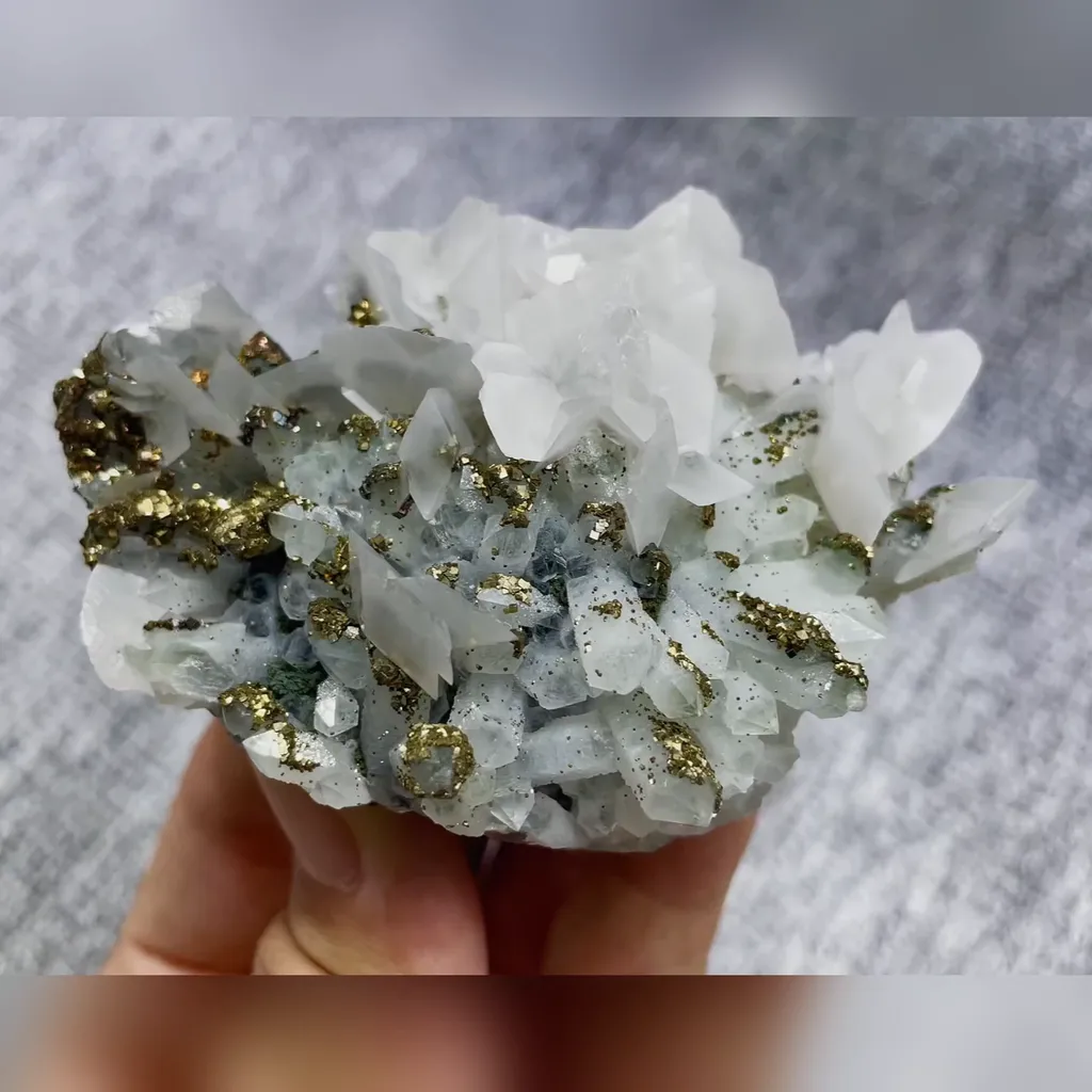 Natural Quartz and Calcite and Pyrite Symbiosis comes from Fujian,China 80*55*40MM image