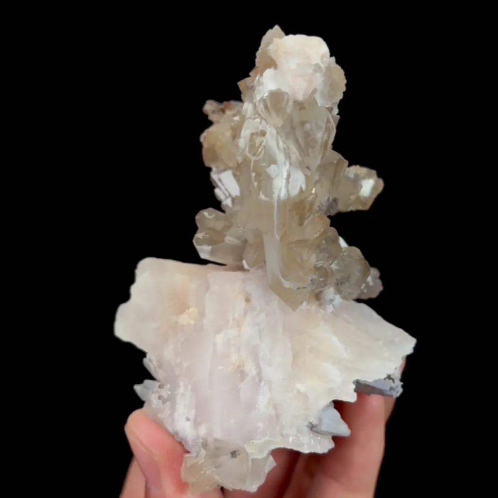Natural Quartz Cluster and Calcite, Mineral Specimen: Inner Mongolia,China (60*95*65MM) image