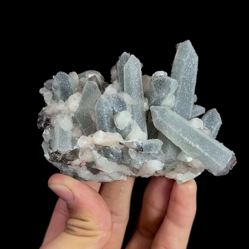 Natural Quartz Cluster and Calcite, Mineral Specimen: Inner Mongolia,China (85*65*50MM) image