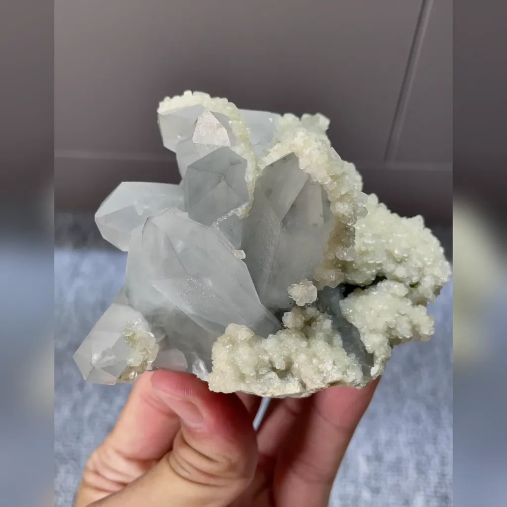 Natural Quartz Cluster and Calcite Symbiosis comes from Daye,Hubei 75*85*60MM image