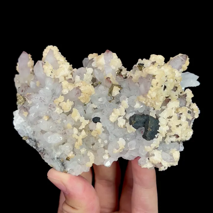 Natural Quartz Cluster and Dolomite, Mineral Specimen: Jiangxi,China (115*75*45MM) image