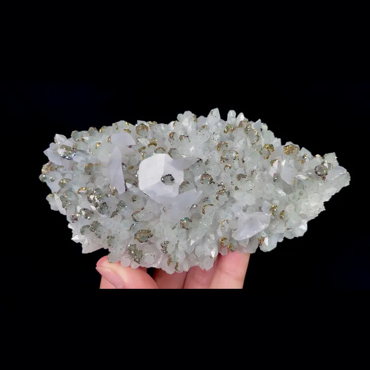Natural Quartz Cluster with Calcite and Pyrite, Mineral Specimen: Fujian,China (145*70*35MM) - image 6