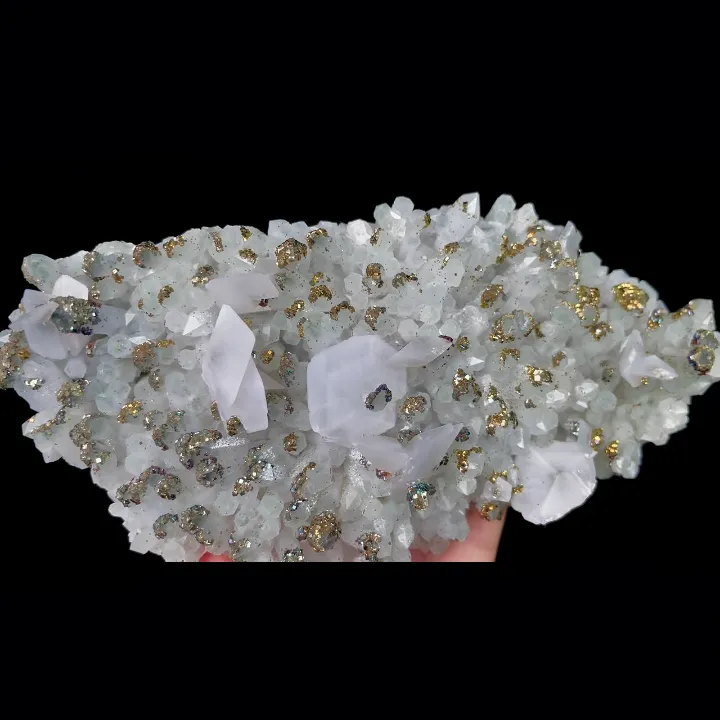 Natural Quartz Cluster with Calcite and Pyrite, Mineral Specimen: Fujian,China (145*70*35MM) - image 5