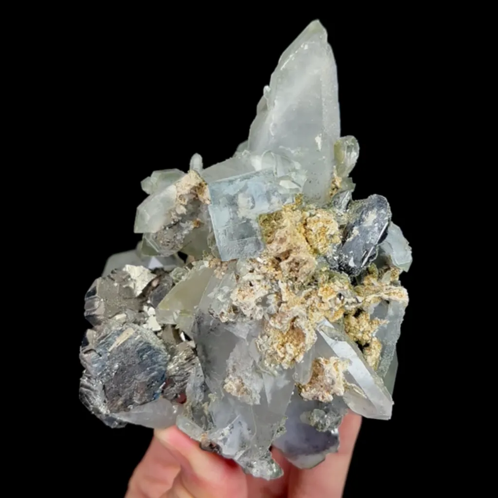 Natural Quartz Cluster with Fluorite and Arsenopyrite, Mineral Specimen:Yaogangxian,Hunan (85*70*125MM) - image 7