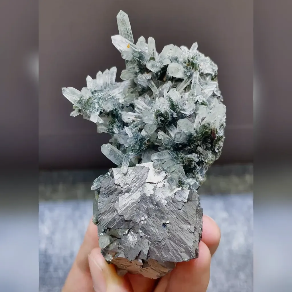 Natural Quartz Clusters and Arsenopyrite Symbiosis comes from Yindu,Inner Mongolia 50*35*80MM - image 2
