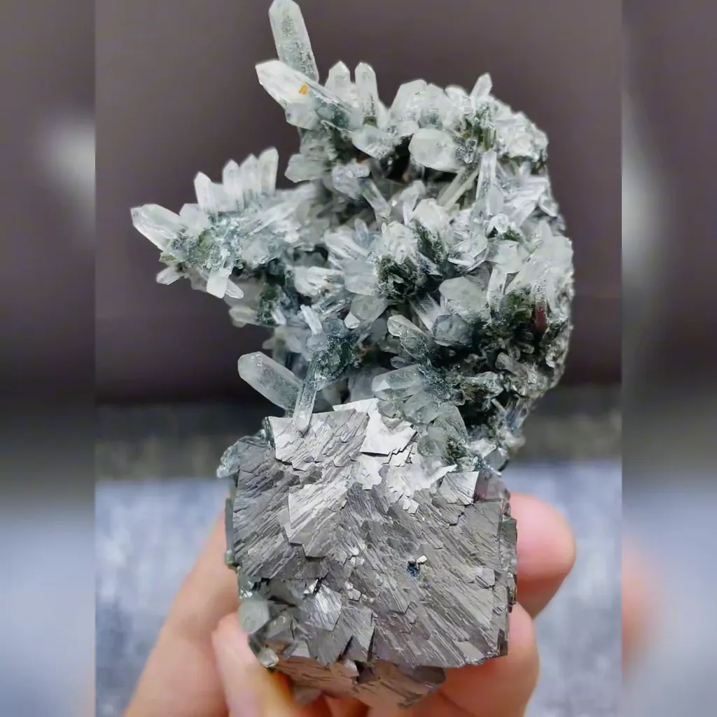 Natural Quartz Clusters and Arsenopyrite Symbiosis comes from Yindu,Inner Mongolia 50*35*80MM - image 4