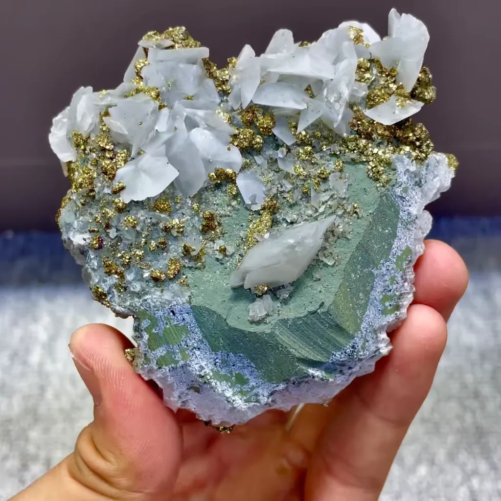 Natural Quartz Clusters and Pyrite Symbiosis comes from Fujian,China 90*80*40MM - image 3