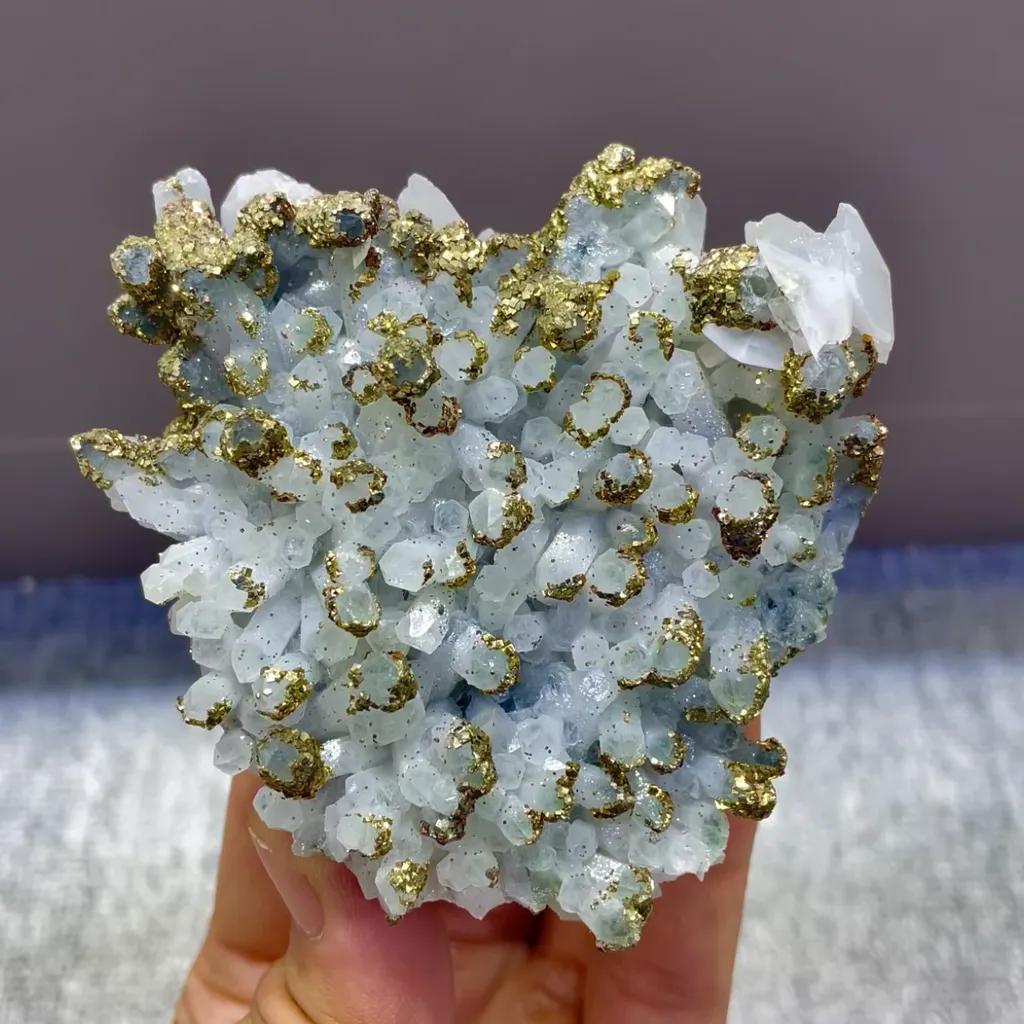 Natural Quartz Clusters and Pyrite Symbiosis comes from Fujian,China 90*80*40MM image