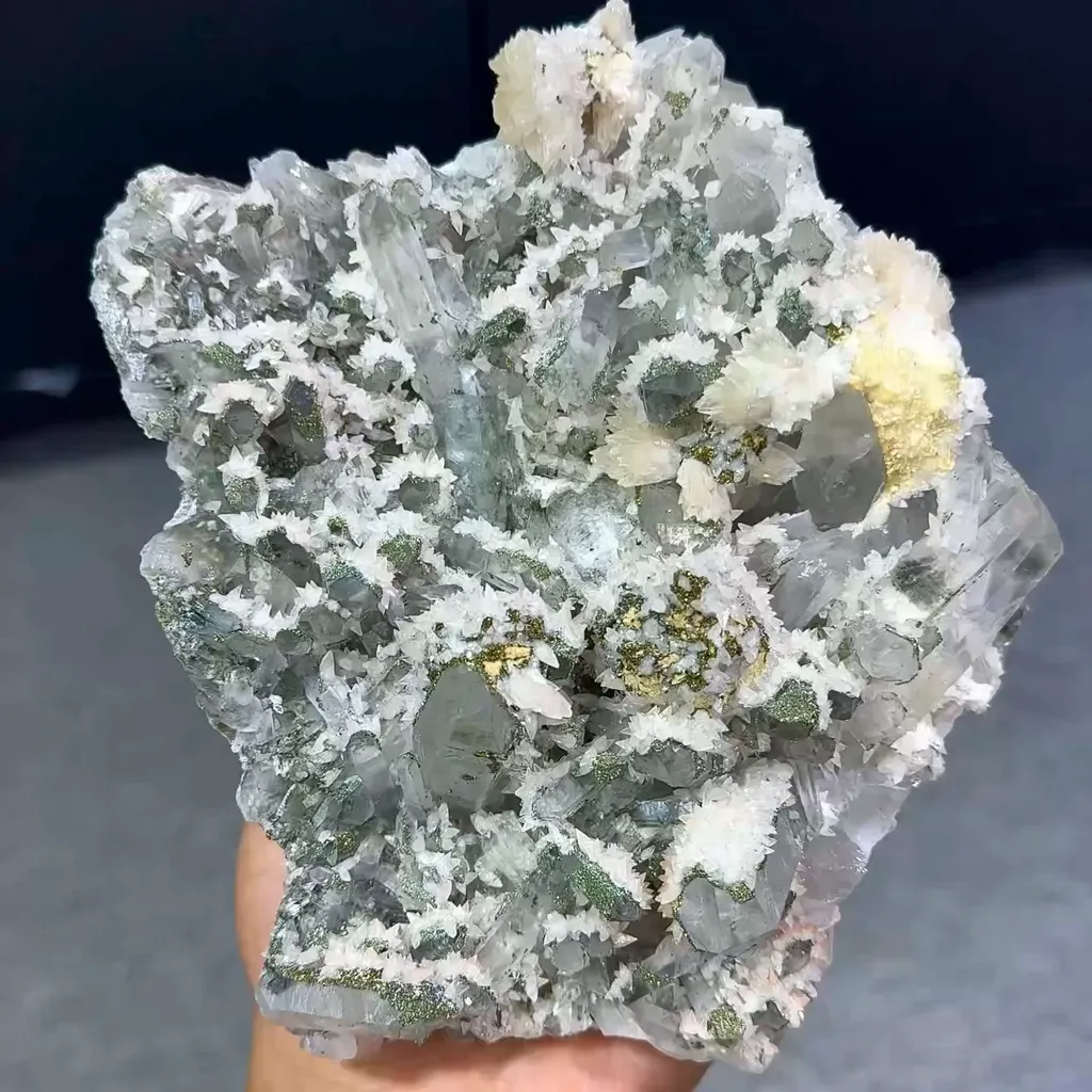 Natural Quartz Clusters, Calcite, and Pyrite Symbiosis comes from Fujian,China 135*50*160MM image