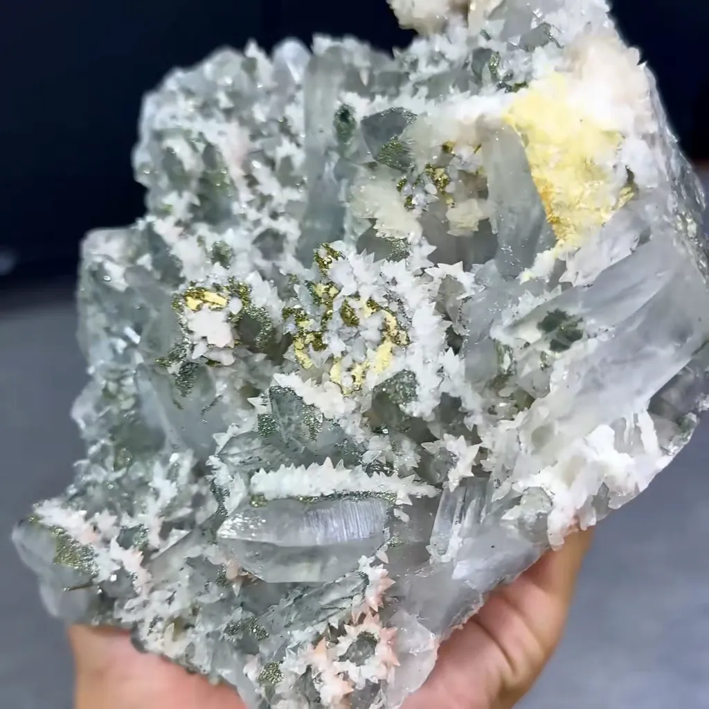 Natural Quartz Clusters, Calcite, and Pyrite Symbiosis comes from Fujian,China 135*50*160MM - image 3