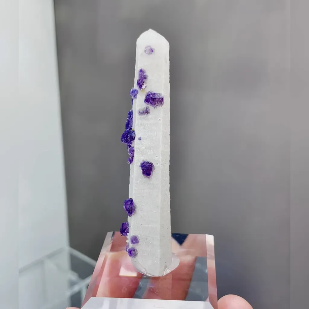 Natural Quartz Tower and Purple Fluorite Symbiosis comes from Inner Mongolia,China 15*15*70MM - image 3