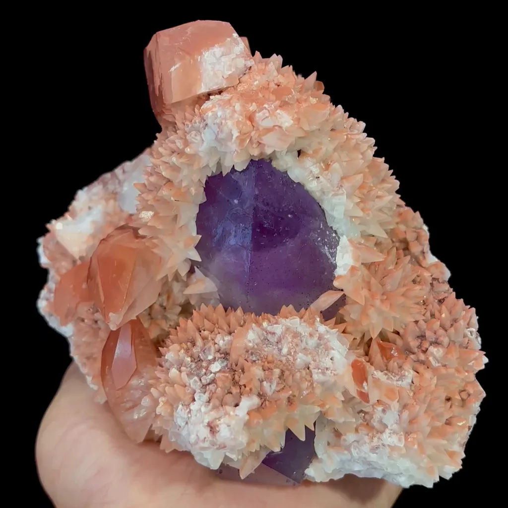 Natural Red Calcite and Amethyst Mineral Specimen,High Quality Specimen,DAYE,HUBEI,CHINA(141*104*92mm) image