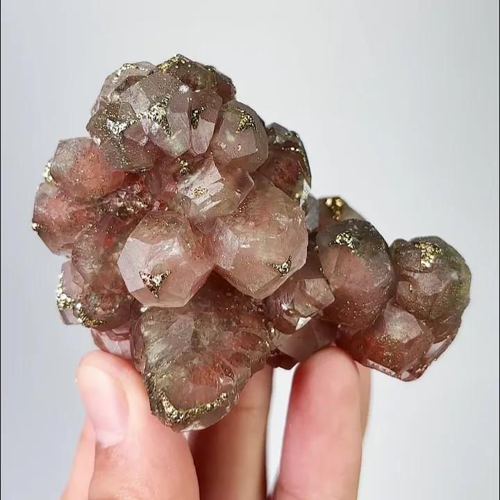Natural Red Calcite and Pyrite, Mineral Specimen:Daye,Hubei (70*60*50MM) image