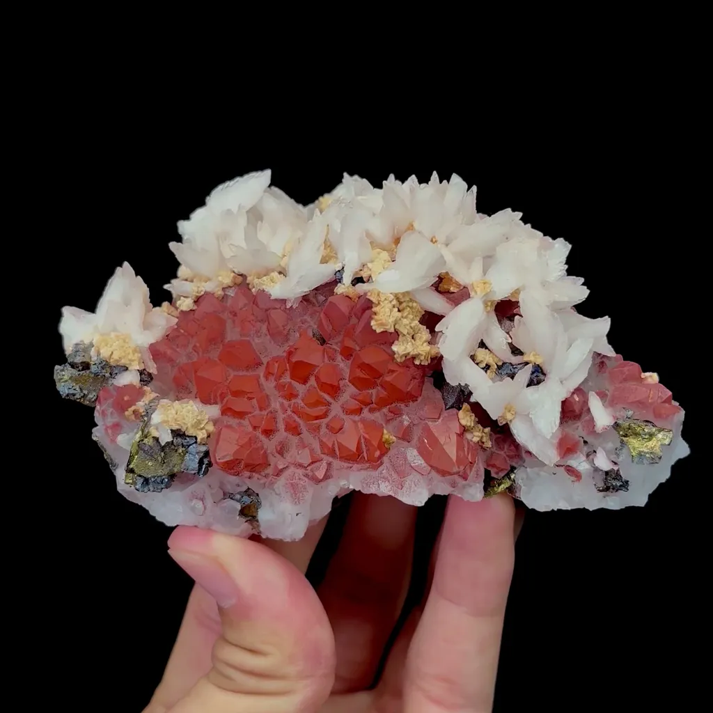 Natural Red Crystal and Calcite Mineral Specimen,High Quality Specimen,JIANGXI,CHINA(115*70*50mm) - image 5