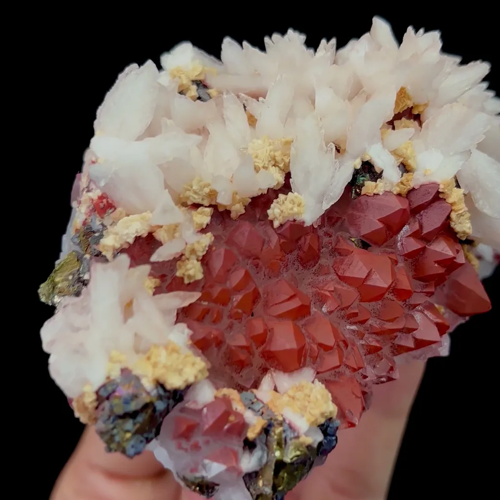 Natural Red Crystal and Calcite Mineral Specimen,High Quality Specimen,JIANGXI,CHINA(115*70*50mm) image