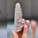 Natural Red Flake Calcite and Quartz Tower Symbiosis comes from Inner Mongolia,China 35*25*85MM - image 1