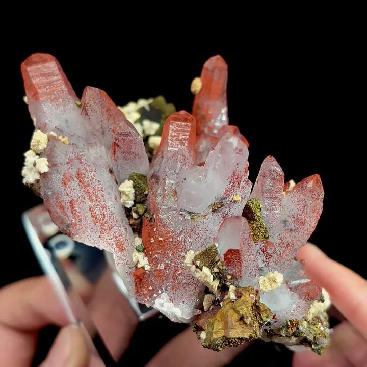 Natural Red Quartz, Chalcopyrite, Hematite, Limonite, Dolomite, Mineral Specimen:Jiangxi,China (95*70*40MM) - image 5