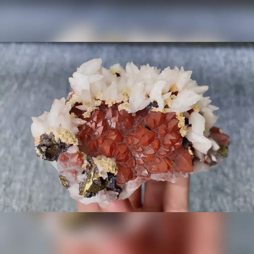 Natural Red Quartz Coexists with Calcite comes from Jiangxi,China 115*70*50MM image