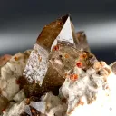 Natural Red Spessartine Garnet in Smoky Quartz on Albite Matrix from China - image 10