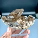 Natural Red Spessartine Garnet in Smoky Quartz on Albite Matrix from China - image 8