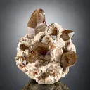 Natural Red Spessartine Garnet in Smoky Quartz on Albite Matrix from China - image 1
