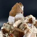 Natural Red Spessartine Garnet in Smoky Quartz on Albite Matrix from China - image 7