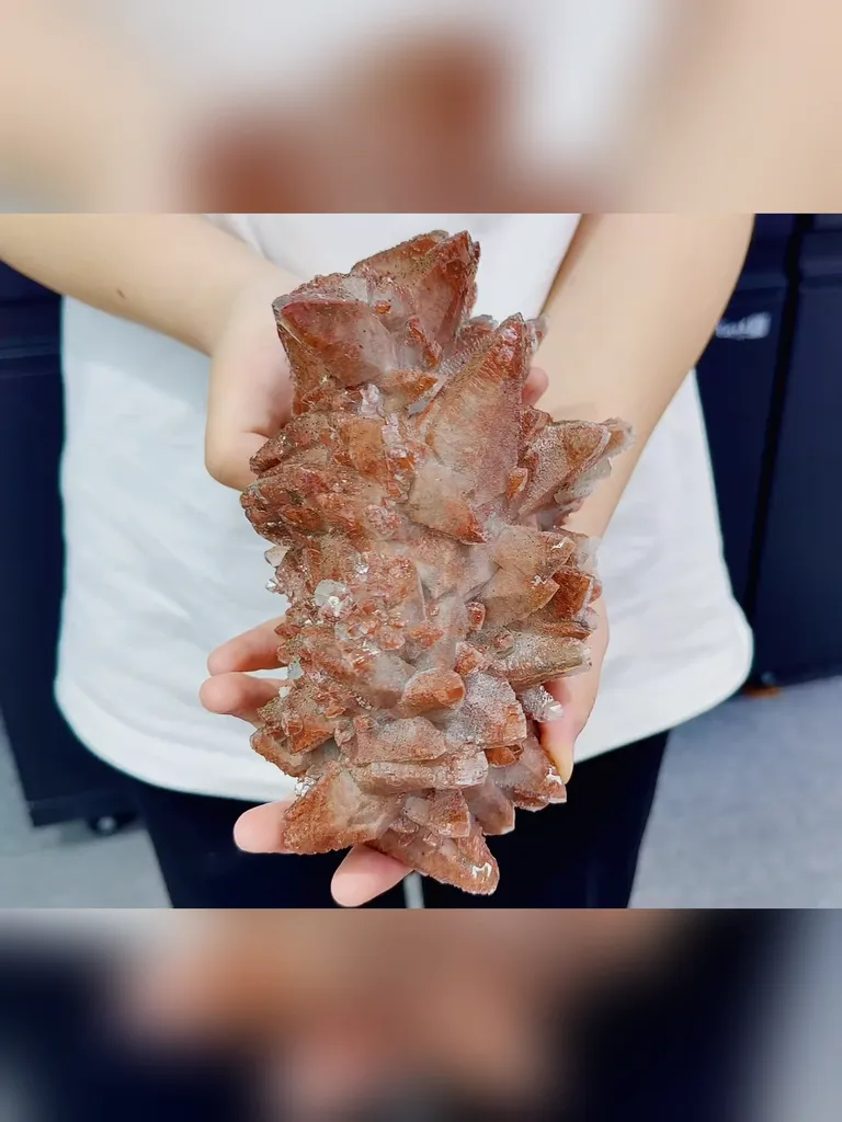 Natural Red Tower Shaped Calcite comes from Daye, Hubei 200*100*130MM image