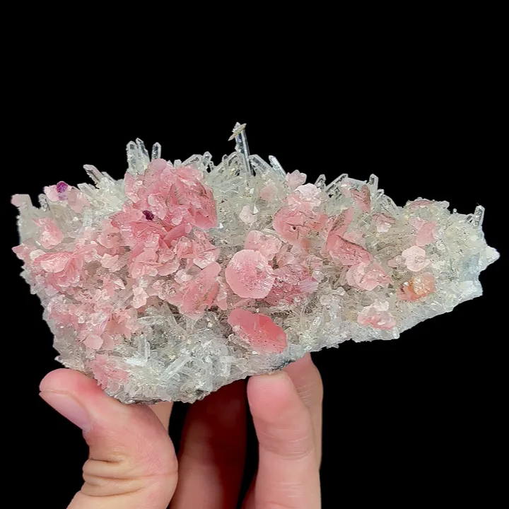 Natural Rhodochrosite and Clear Quartz Cluster, Mineral Specimen:Guangxi,China (125*65*45MM) - image 6