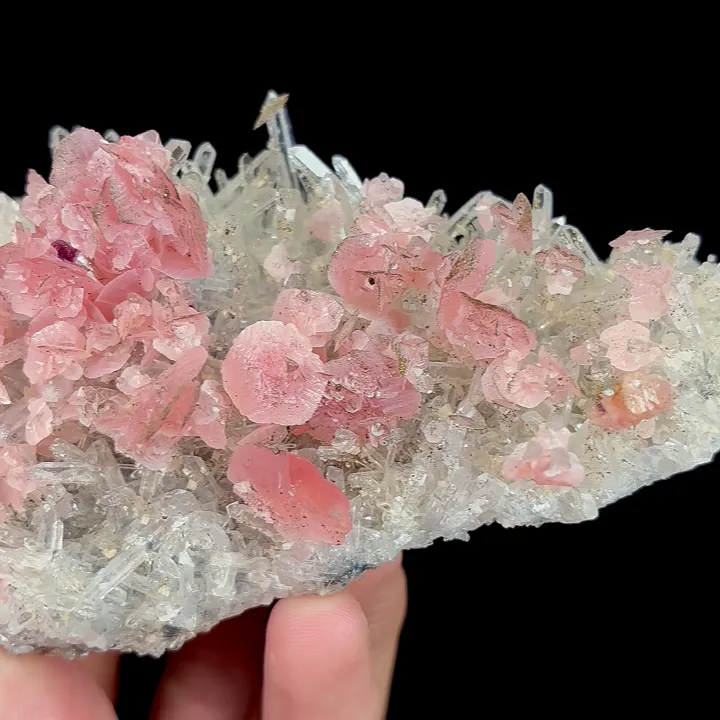 Natural Rhodochrosite and Clear Quartz Cluster, Mineral Specimen:Guangxi,China (125*65*45MM) - image 5