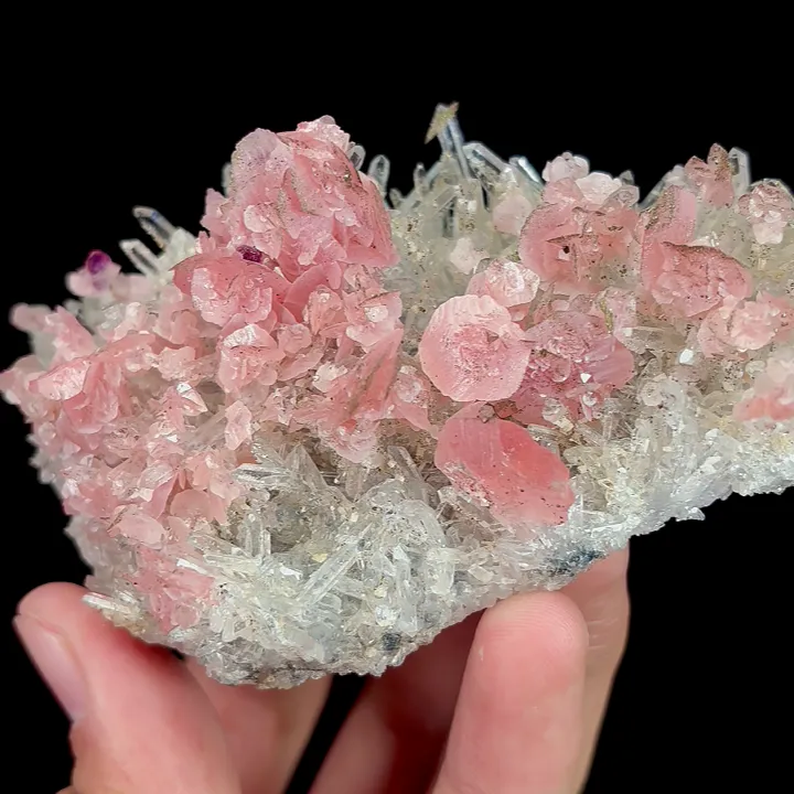 Natural Rhodochrosite and Clear Quartz Cluster, Mineral Specimen:Guangxi,China (125*65*45MM) - image 3