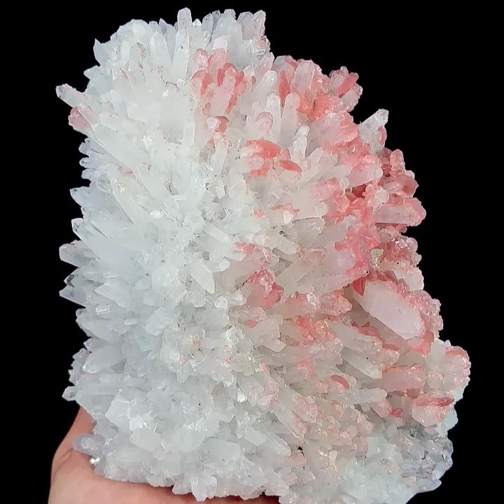 Natural Rhodochrosite and Clear Quartz Cluster, Mineral Specimen:Guangxi,China (170*130*40MM) image
