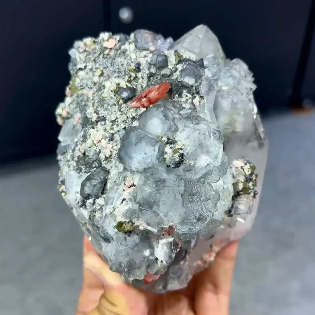 Natural Rhodochrosite and Cubic Fluorite comes from Guangxi,China 115*100*75MM - image 3