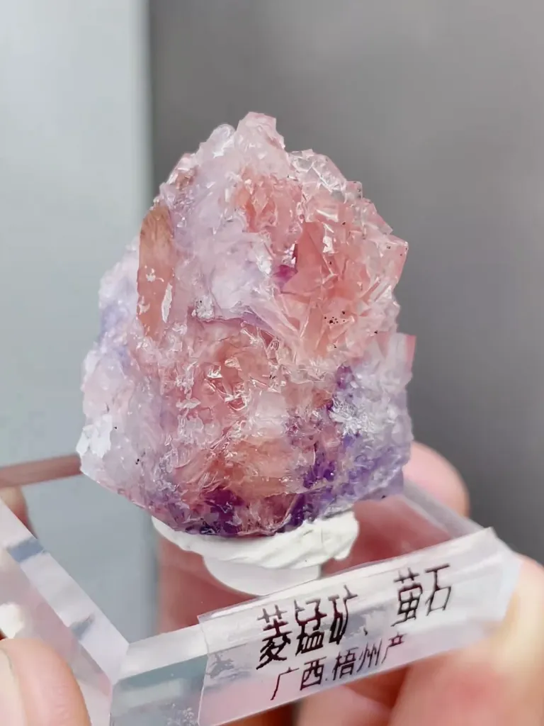 Natural Rhodochrosite and Fluorite coexist comes from Wuzhou,Guangxi 25*25*27MM - image 4