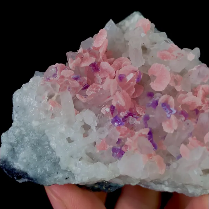 Natural Rhodochrosite and Purple Calcite and Quartz Cluster,Mineral Specimen: Guangxi,China (75*50*30MM) - image 4