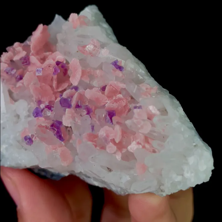 Natural Rhodochrosite and Purple Calcite and Quartz Cluster,Mineral Specimen: Guangxi,China (75*50*30MM) - image 5
