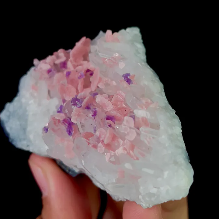 Natural Rhodochrosite and Purple Calcite and Quartz Cluster,Mineral Specimen: Guangxi,China (75*50*30MM) - image 3
