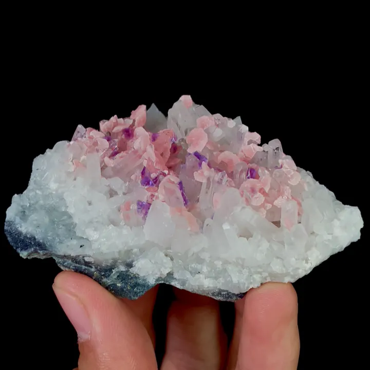 Natural Rhodochrosite and Purple Calcite and Quartz Cluster,Mineral Specimen: Guangxi,China (75*50*30MM) - image 2