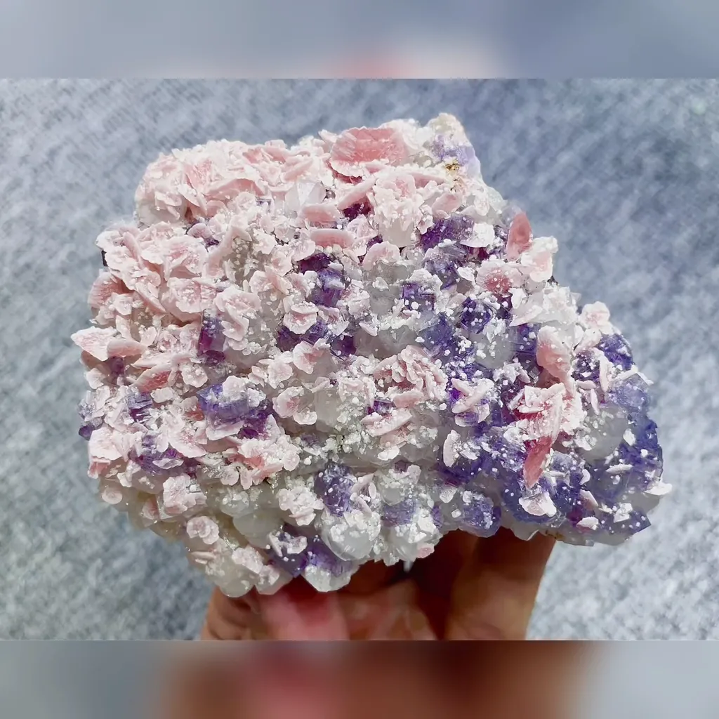 Natural Rhodochrosite and Purple Fluorite and Quartz Symbiosis comes from Guangxi,China 95*75*35MM - image 6