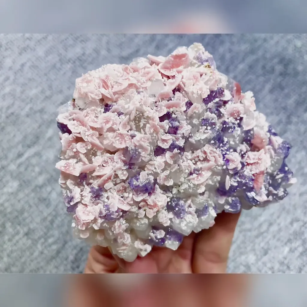 Natural Rhodochrosite and Purple Fluorite and Quartz Symbiosis comes from Guangxi,China 95*75*35MM image