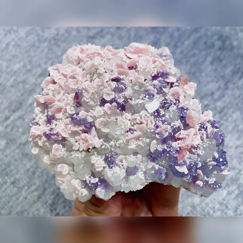 Natural Rhodochrosite and Purple Fluorite and Quartz Symbiosis comes from Guangxi,China 95*75*35MM - image 5