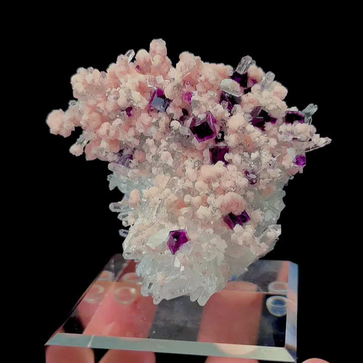 Natural Rhodochrosite and Purple Fluorite, Mineral Specimen:Guangxi,China (60*30*45MM) image