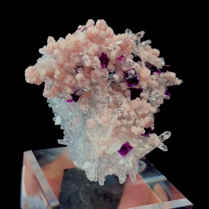 Natural Rhodochrosite and Purple Fluorite, Mineral Specimen:Guangxi,China (60*30*45MM) - image 2