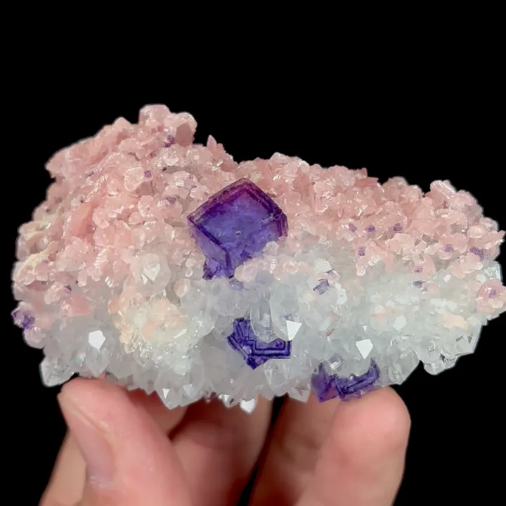 Natural Rhodochrosite and Purple Fluorite, Mineral Specimen:Guangxi,China (75*40*35MM) image